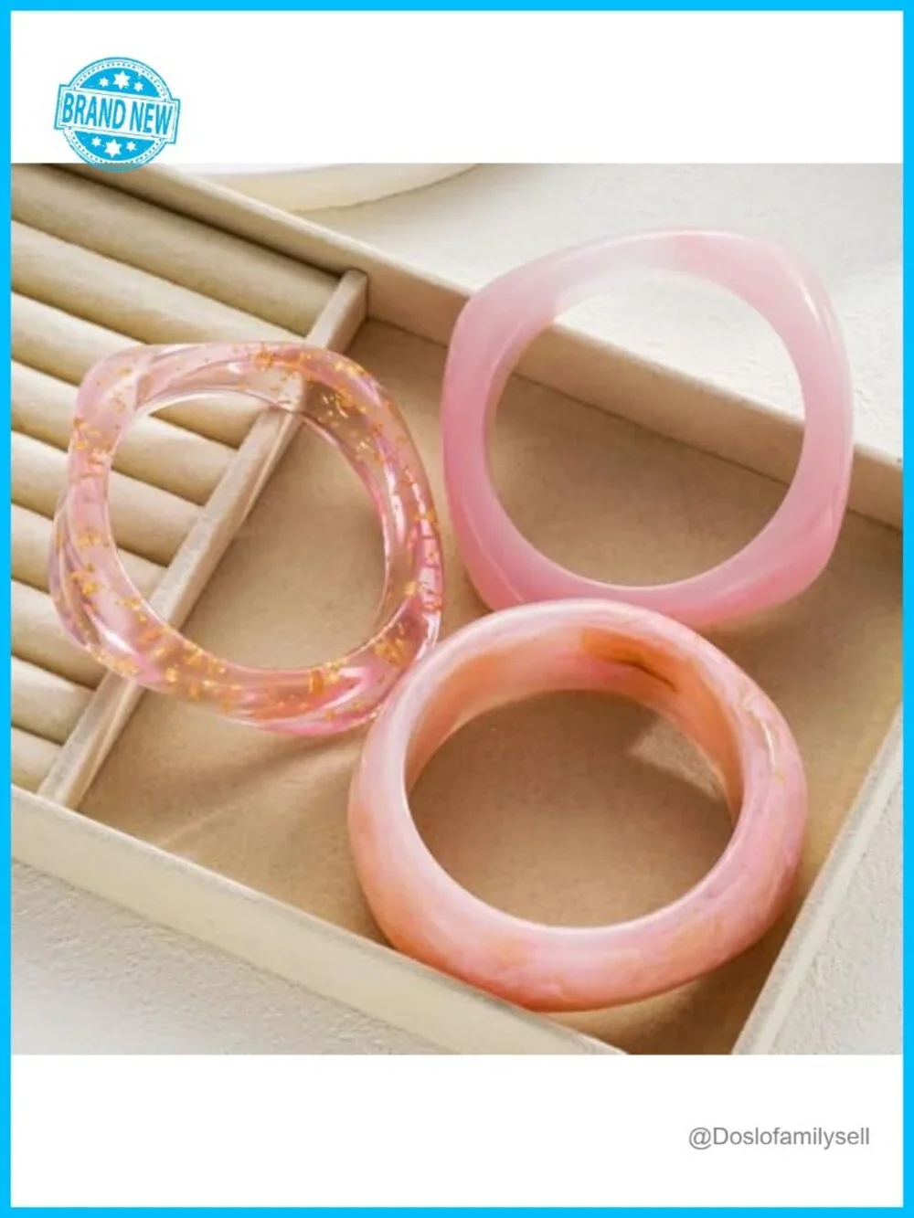 3PCS Chunky Acrylic Resin Bangle Bracelets Set Stackable Geometric